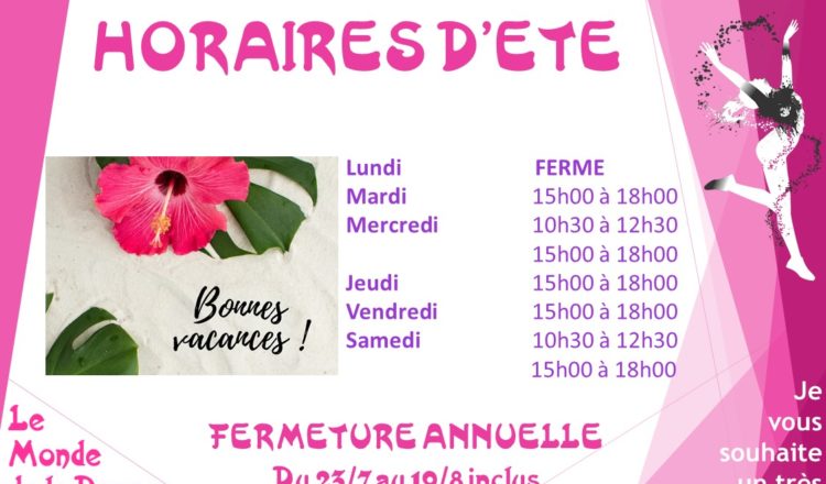 Horaires d'été 2019