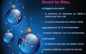 Horaires fêtes de noel 2019